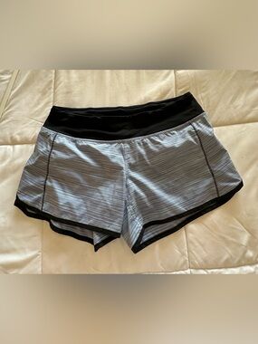 Lululemon Women’s Black, Light  Blue & Gray Striped Athletic Shorts